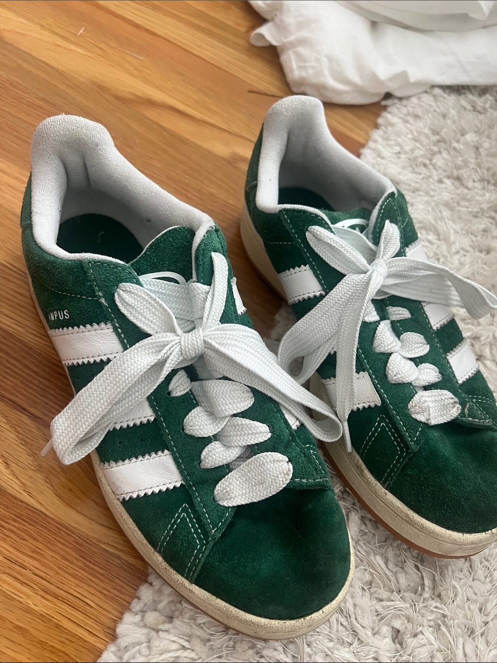 adidas Campus Green Suede Sneakers with White Stripes